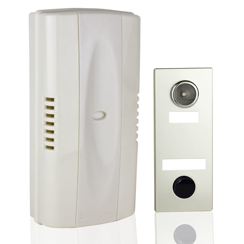 Newhouse Hardware 2-Note Mechanical Door Bell Chime and Door Button with Viewer, Silver - Image 1